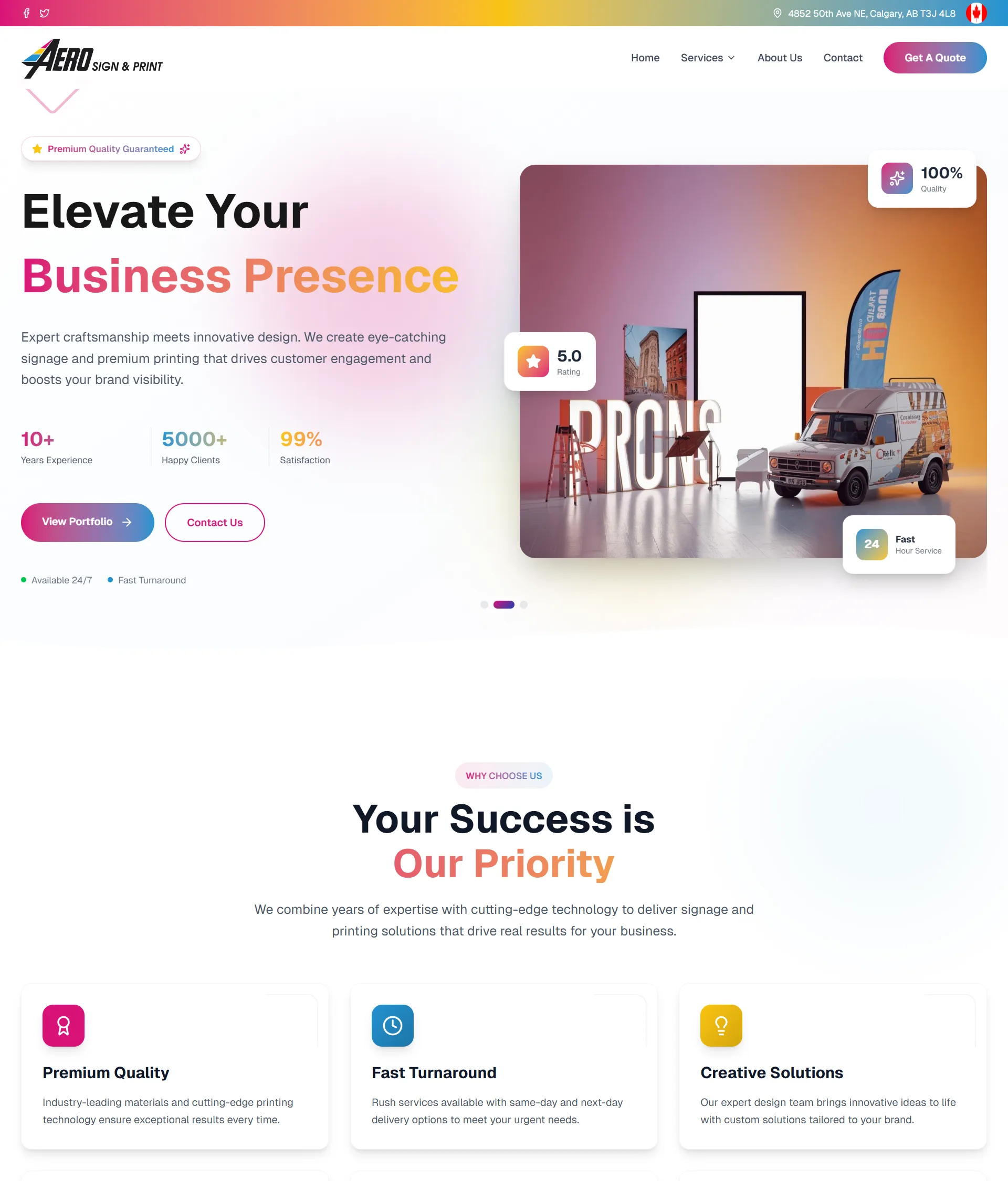 Aero Sign & Print: Signage & Printing Company Website
