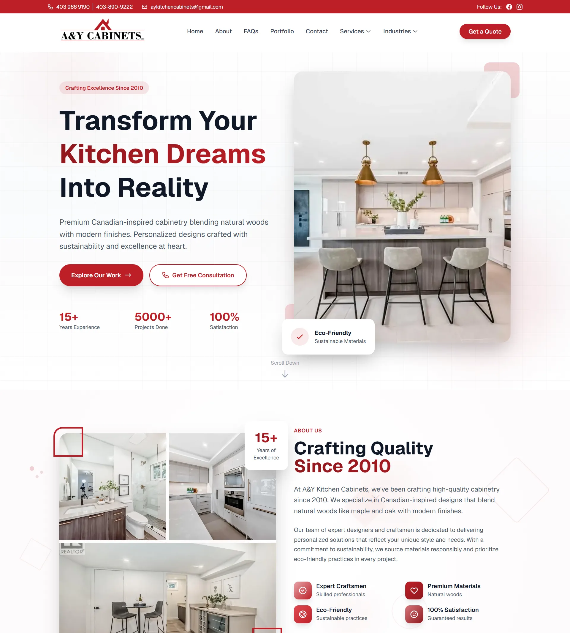 A&Y Cabinets LTD: Custom Kitchen & Cabinetry Website