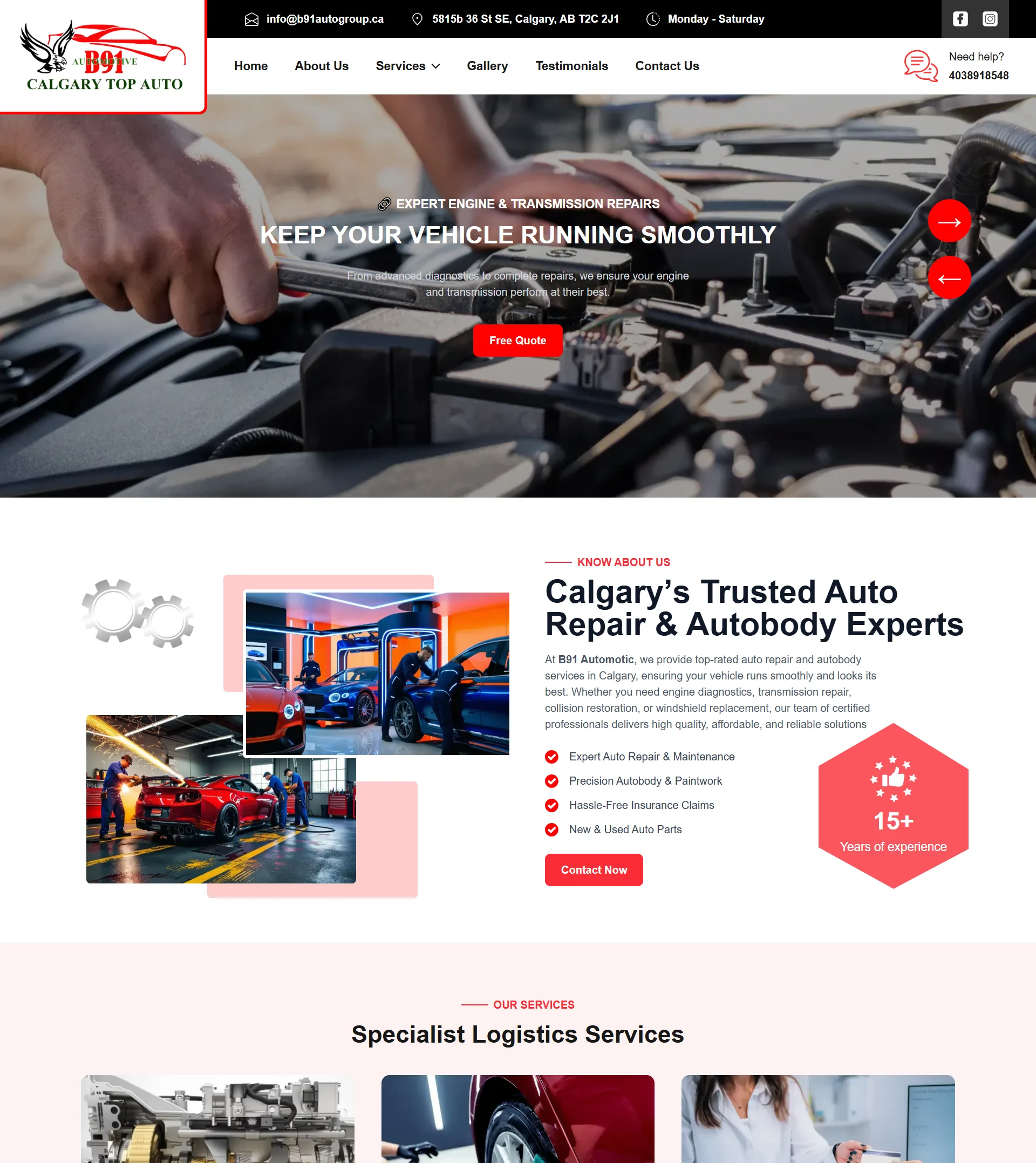 B91 Automotive – Auto Repair & Autobody Shop Website