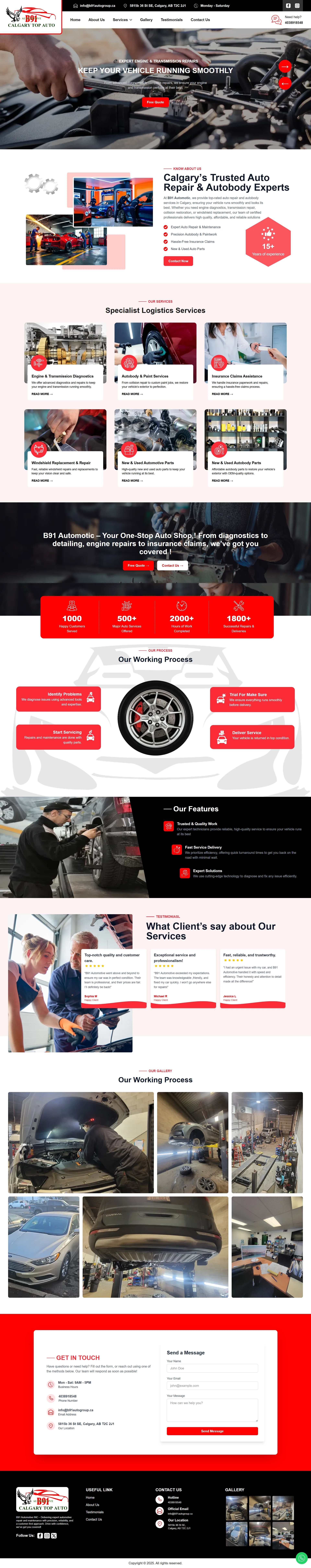 B91 Automotive – Auto Repair & Autobody Shop Website
