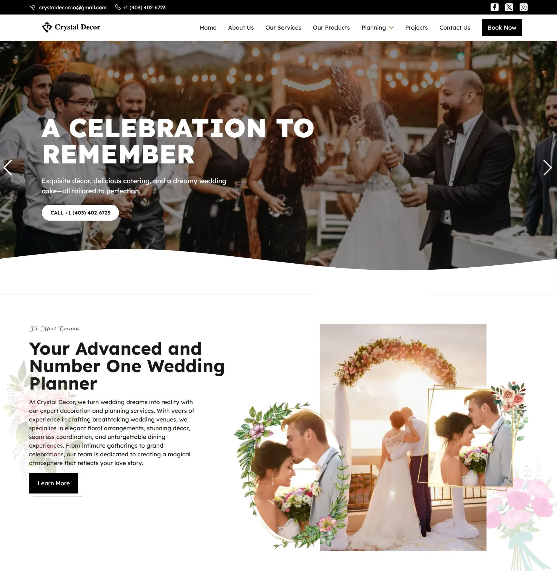Crystal Decor: Wedding & Event Planning Website