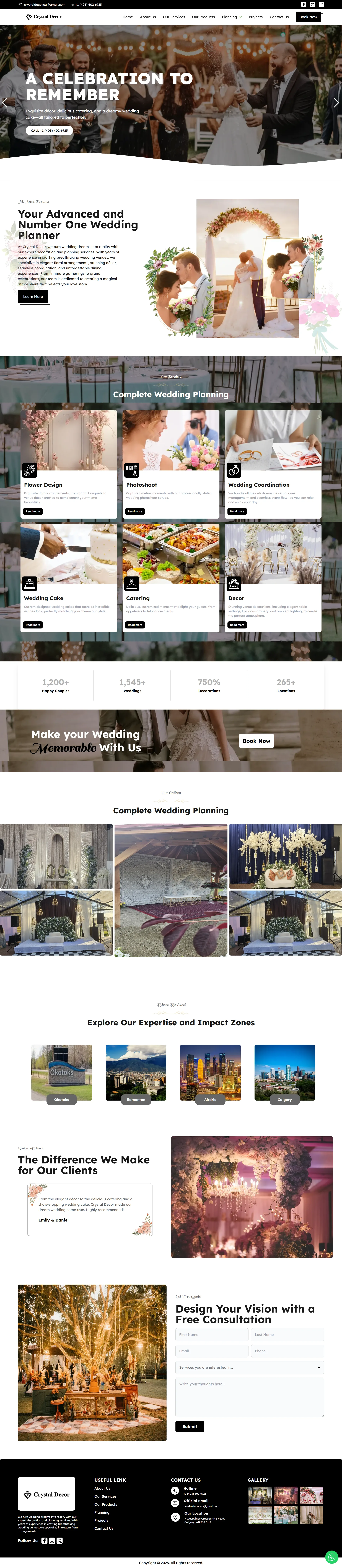 Crystal Decor: Wedding & Event Planning Website