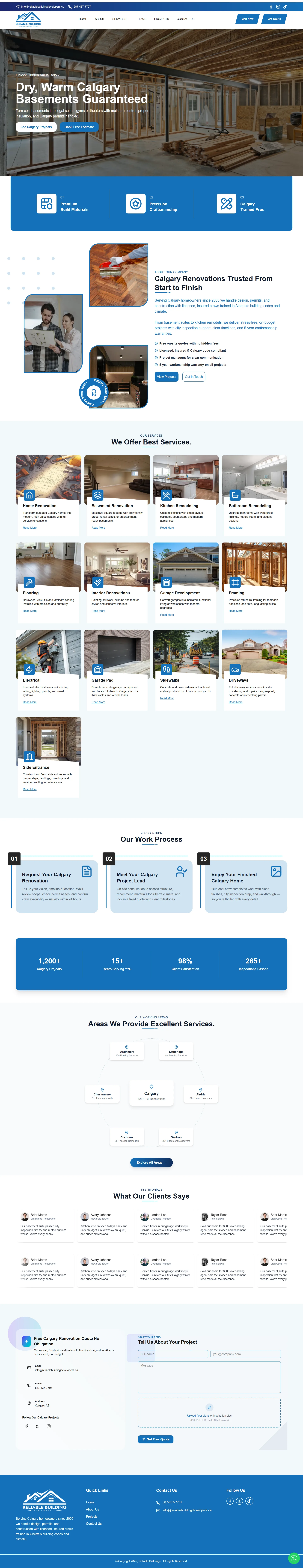 Reliable Building Developers: Calgary Renovation Company Website